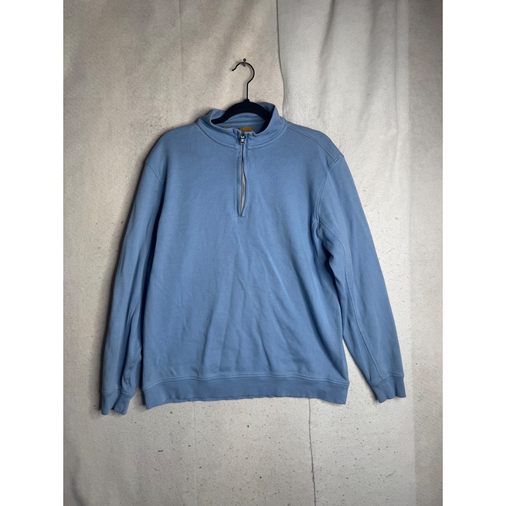 Robert Talbott Carmel Mens Blue 100% Pima Cotton Quarter Zip Pullover Large
